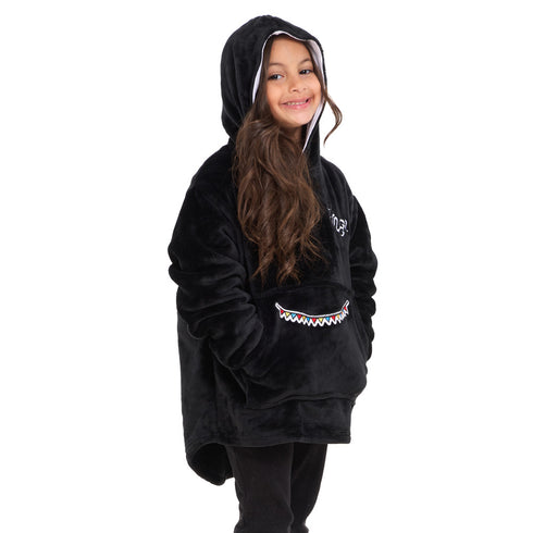 Snuggs Kids Blanket Hoodie Black عربية فول
